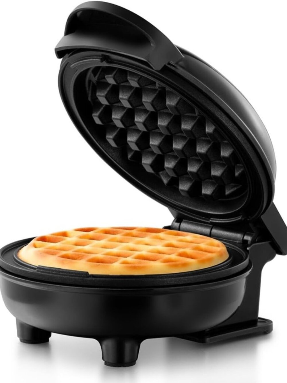 Compact Non-Stick Waffle Maker - Quick 4-Inch Waffles in Minutes, Black